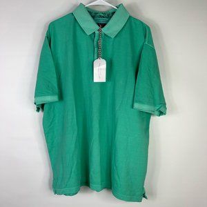 Peter Christian Mens Polo Shirt Green Short Sleeve Slit 100% Cotton 2XL New